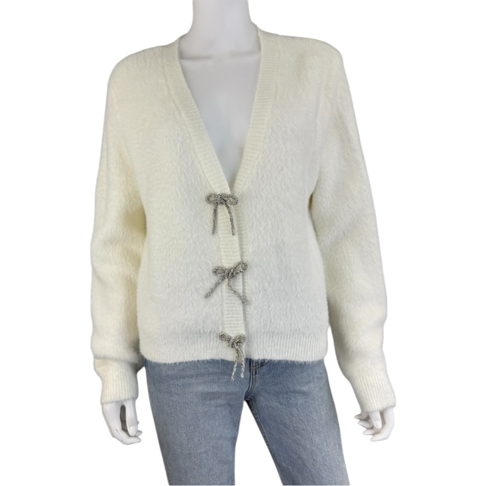 Sadie & Sage NWT White Porcelain Sweater Cardigan Size L I0403